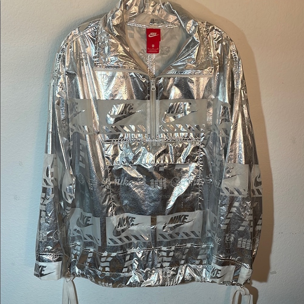 Nike Metallic Silver Techwear Festival Anorak Jacket Y2K 2018 XL